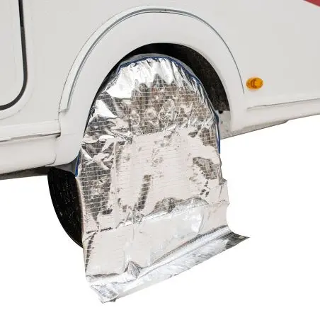 Ochranný kryt kolies so slnečnou odrazkou pre 1-nápravový karavan