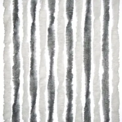 Perdeau din fleece chenille pentru rulota - 56 x 175 cm, gri/alb