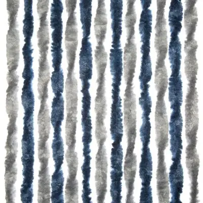 Perdeau din fleece chenille caravane - 56 x 175 cm, albastru/argintiu