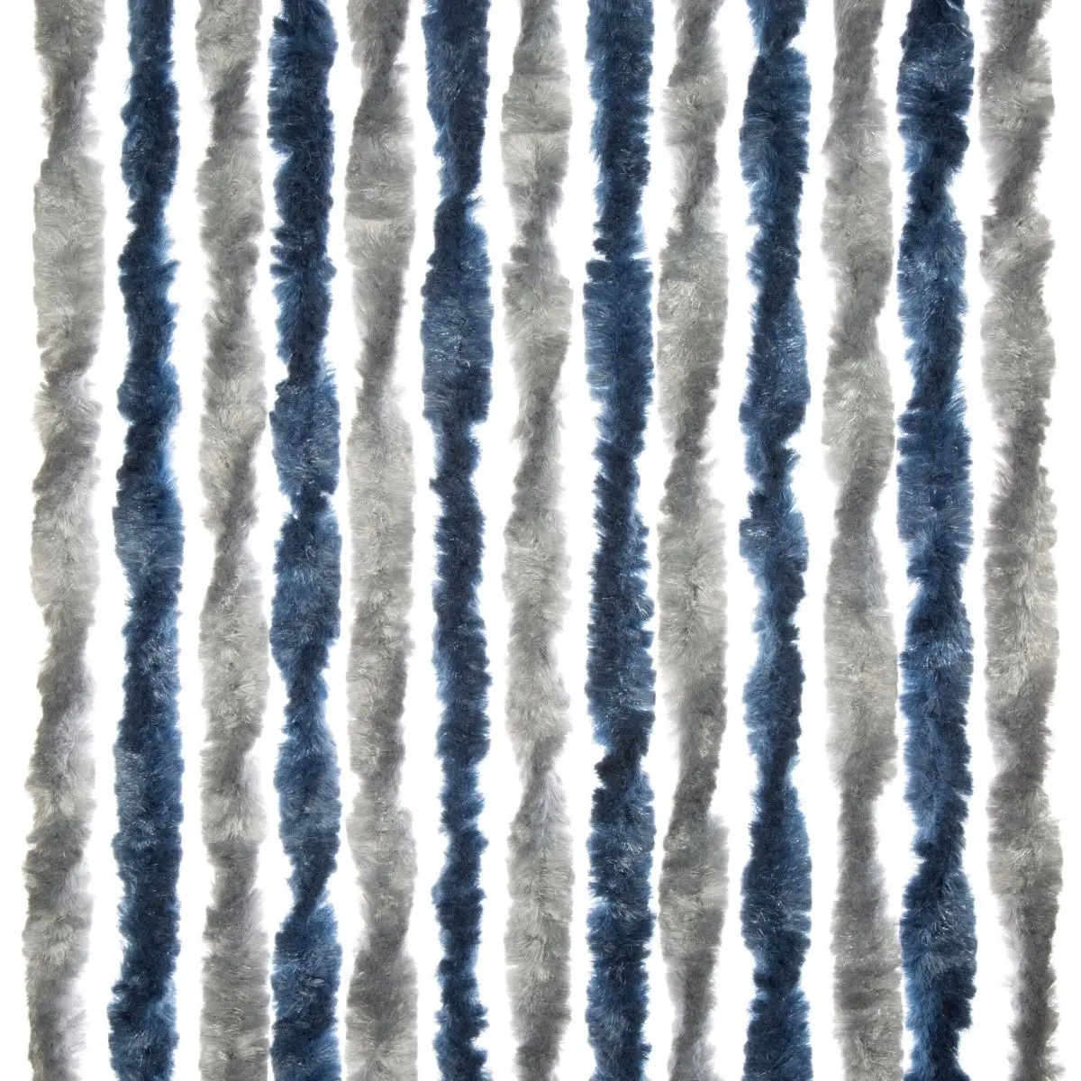 Perdeau din fleece chenille caravane - 56 x 175 cm, albastru/argintiu