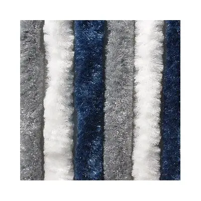 Šenilový flísový stan/balkón - 100 x 205 cm, tmavomodrý/biely/šedý