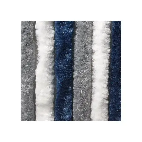 Cort din fleece/drapea de balcon - 100 x 205 cm, albastru închis/alb/gri