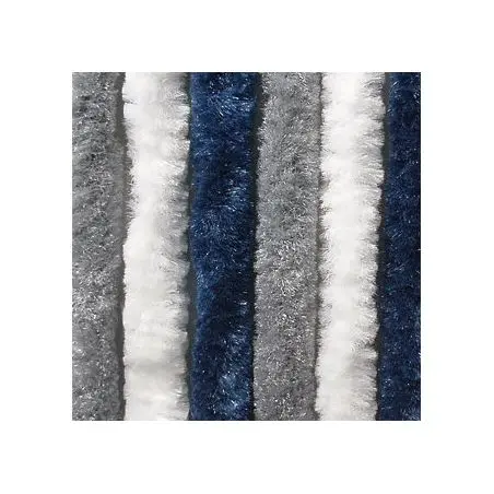 Šenilový flísový stan/balkón - 100 x 205 cm, tmavomodrý/biely/šedý