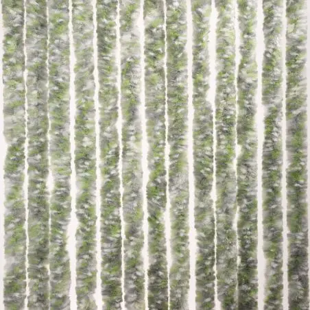 Zsenília gyapjú függöny lakókocsi - 56 x 175 cm, szürke/fehér/zöld