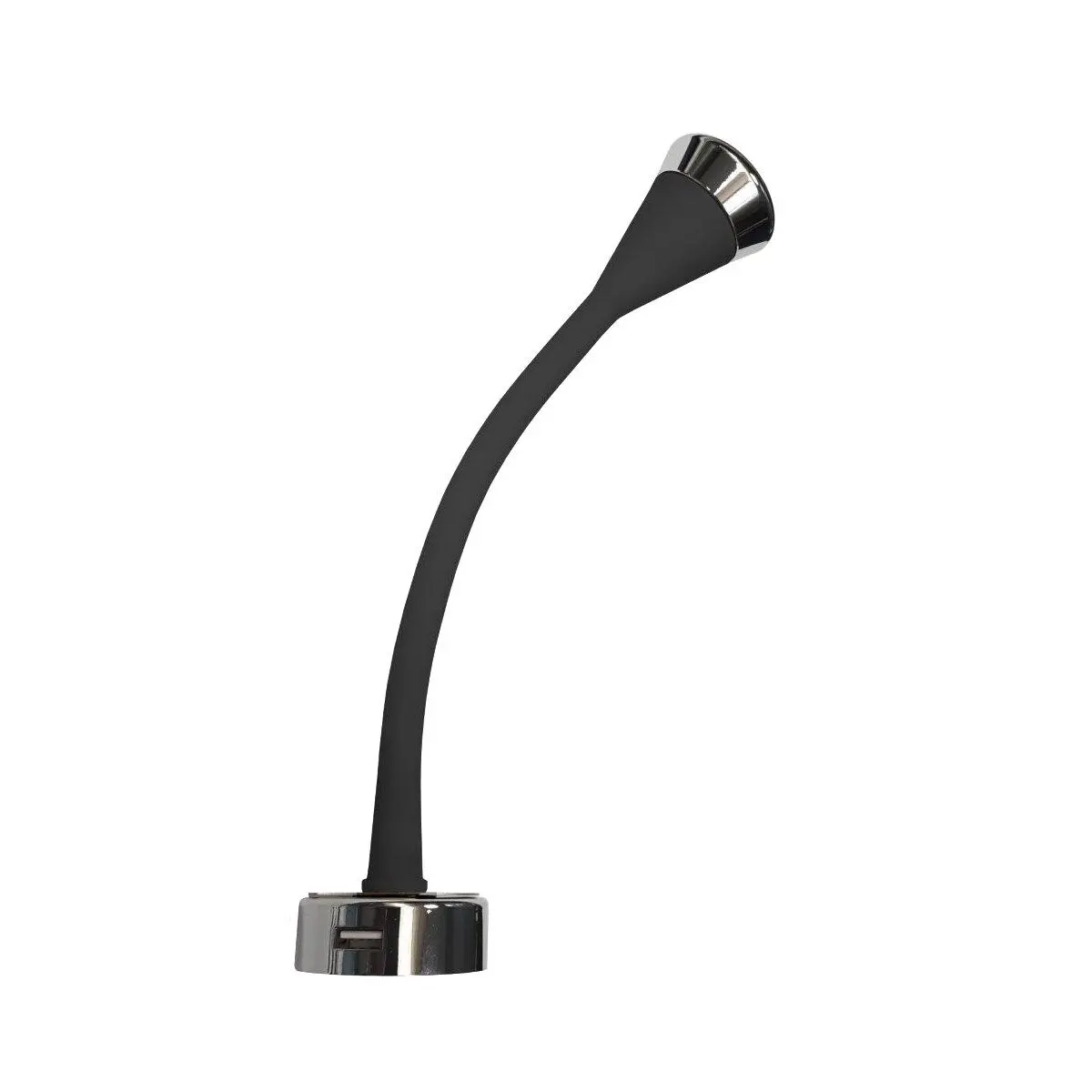 COB LED Flexi olvasólámpa - Soft-Touch, fekete - 2,1A USB-aljzat és kapcsoló - 3200 K - 1,5W