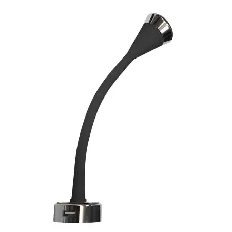 COB LED Flexi svetlo na čítanie - Soft Touch, čierne - 2,1A USB zásuvka a vypínač - 3200 K - 1,5 W