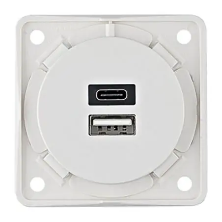 Nabíjacia zásuvka USB 2gang 230 V A+C biela - voľná