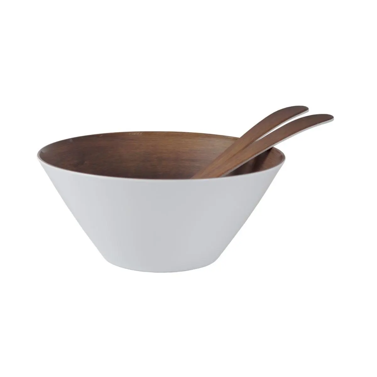 Bol de salată cu tacâmuri - cu aspect de lemn