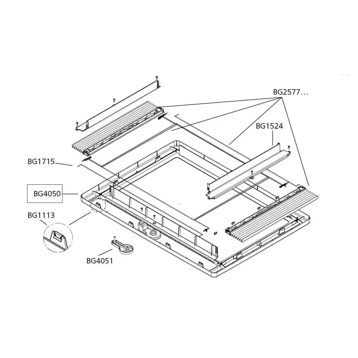 Cadru interior fără montaj - versiune nouă a manivelei Midi Heki Style 700 x 500