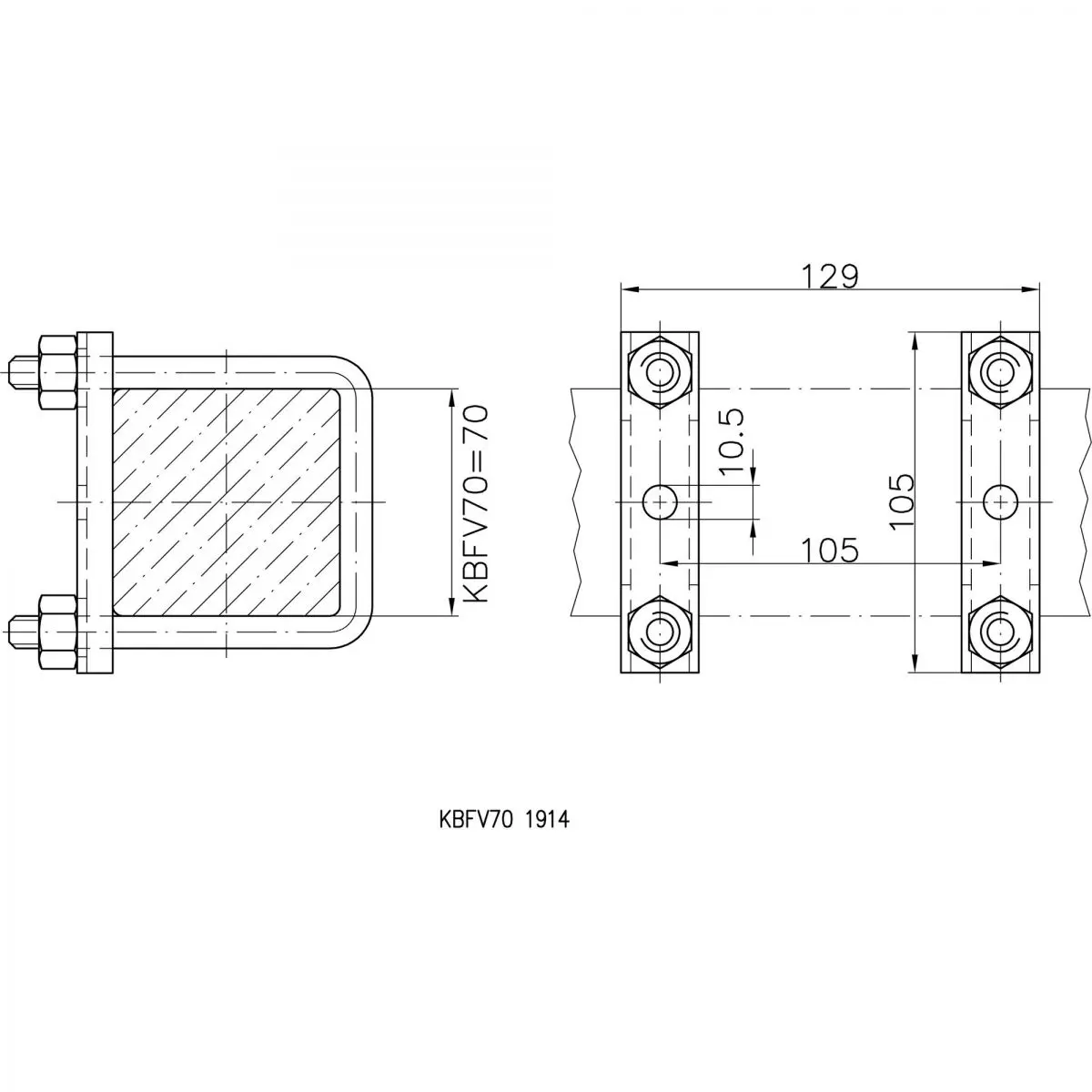 Klemmhalter mit Befestigung - an 70 mm Vierkantrohr