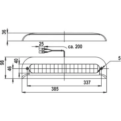Lumină de frână suplimentară - 385 x 98 x 36 mm