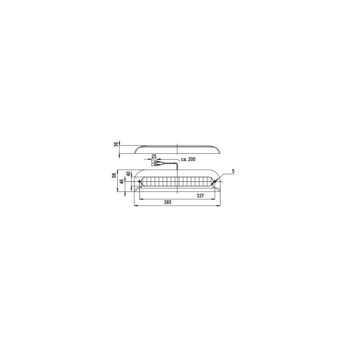Lumină de frână suplimentară - 385 x 98 x 36 mm