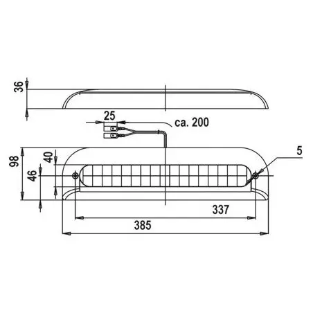 Lumină de frână suplimentară - 385 x 98 x 36 mm