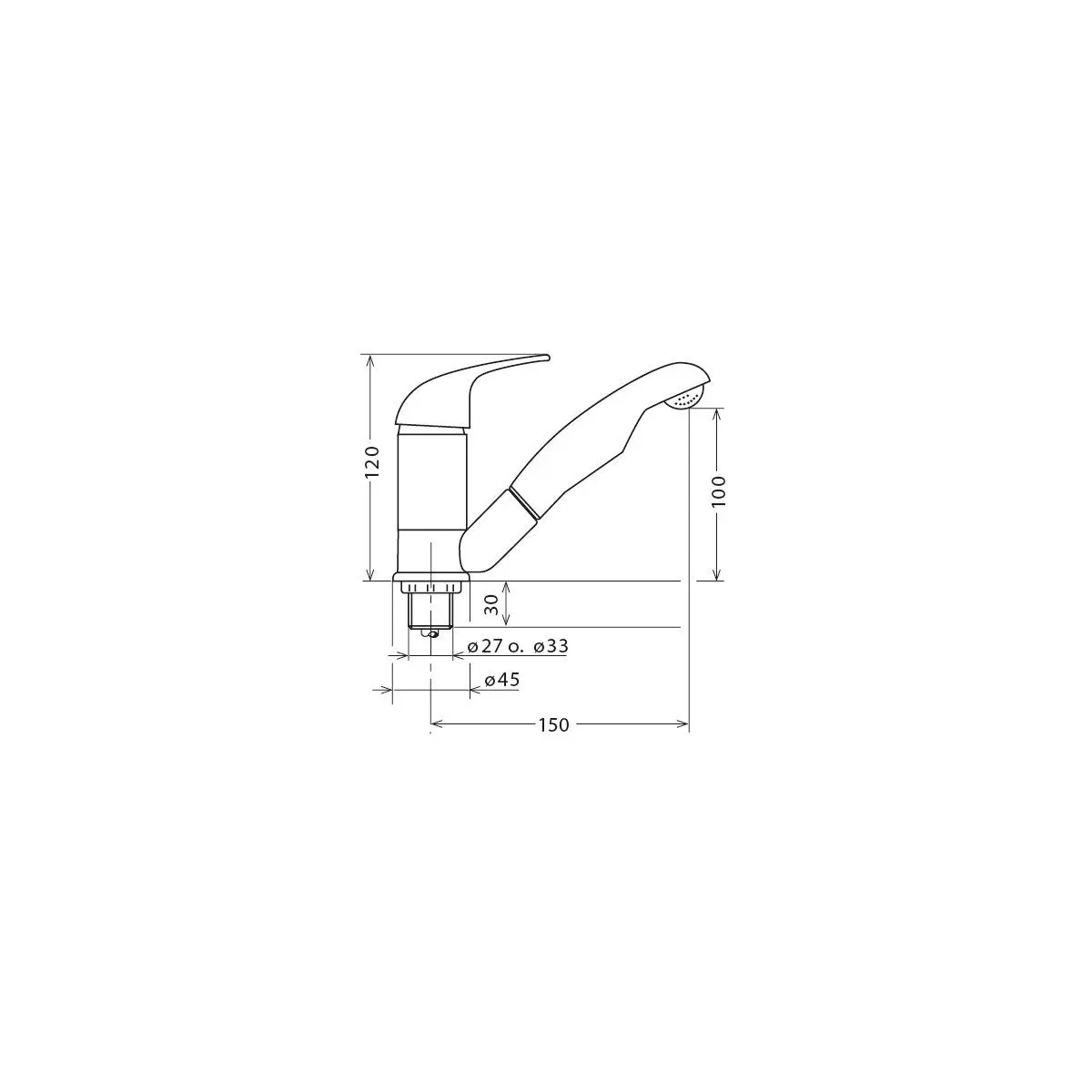 Egykaros keverő Kama Standard - kifolyócső 150 mm