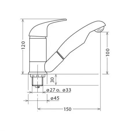 Egykaros keverő Kama Standard - kifolyócső 150 mm