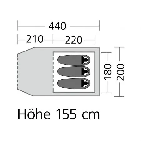Tunelový stan Chimney Rock 3 Plus - 200 x 155 x 440 cm