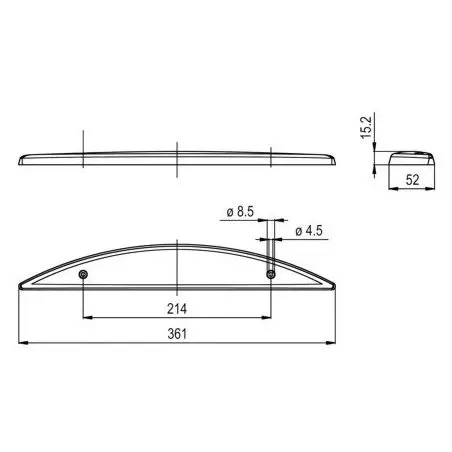Lumină de frână suplimentară 25 - 361 x 52 x 15,2 mm