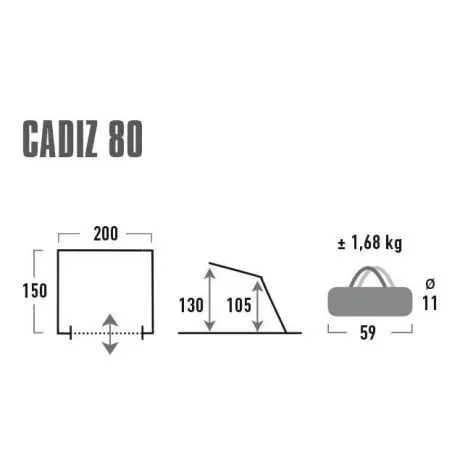 Strand menedékhely Cadiz 80 - 200 x 130 x 150 cm