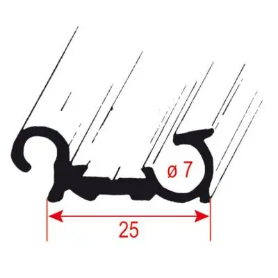 Okenná zasúvacia lišta - 25 mm, čierna