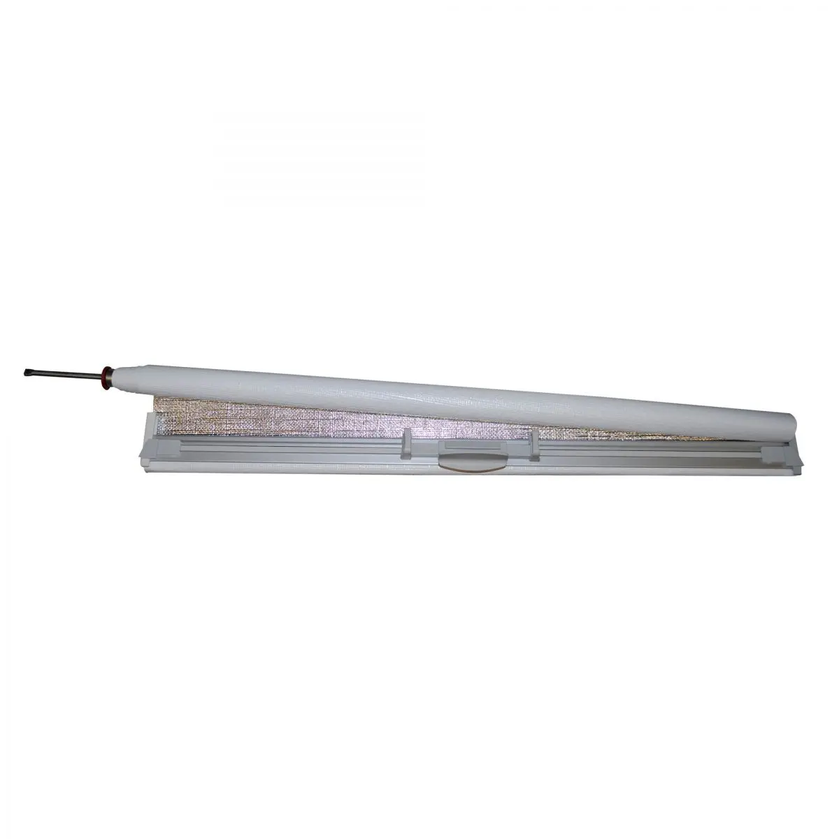 Zatemňovacia roleta - hliník/biela, 650 x 300 mm