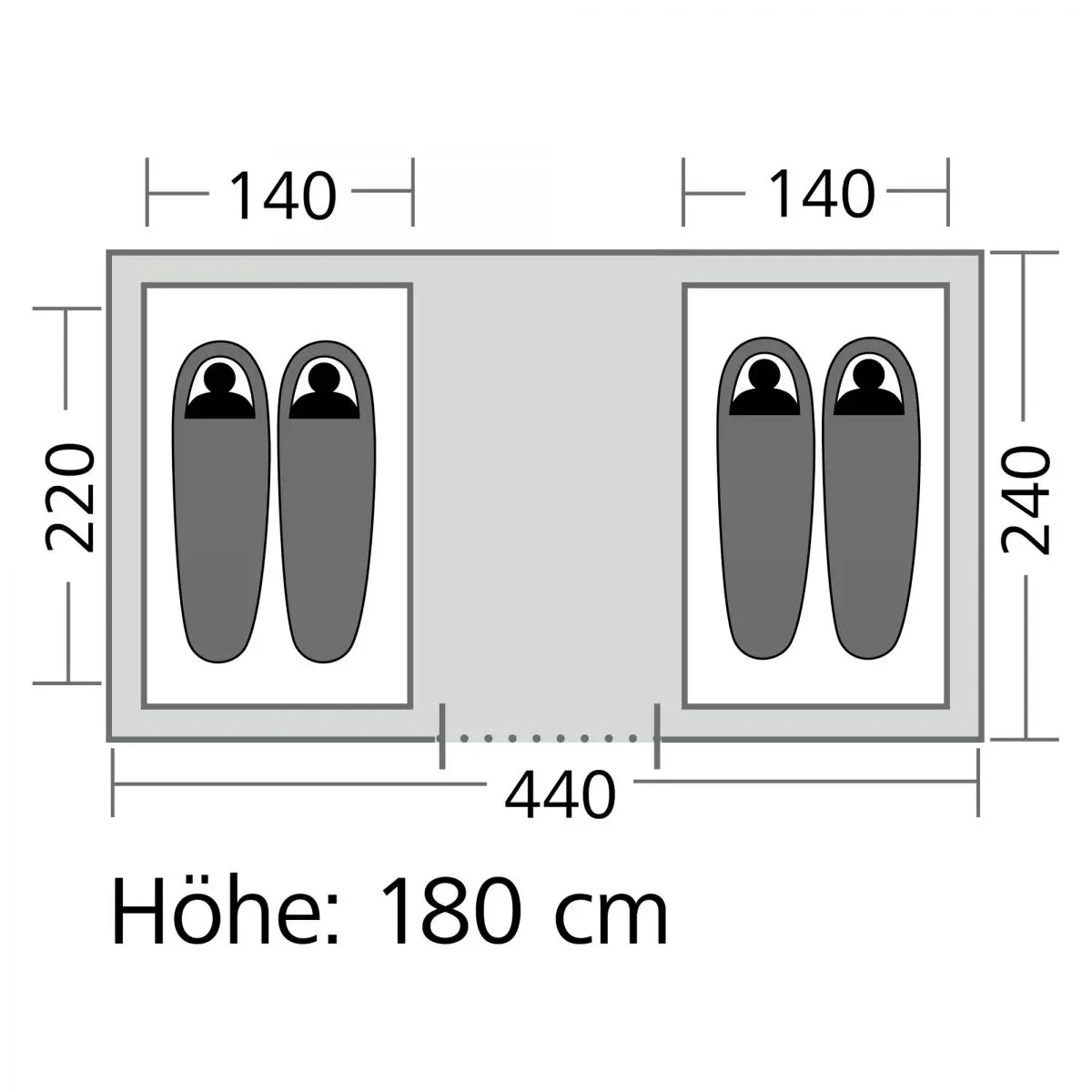 Vis-a-Vis sátor Tauris - 440 x 180 x 240 cm