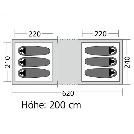 Vis-a-Vis sátor Tauris - 620 x 200 x 240 cm