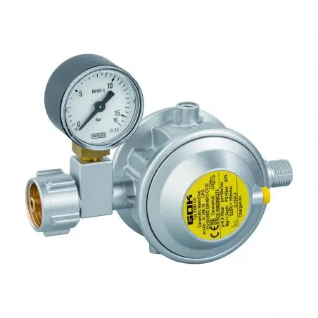 Alacsony nyomásszabályozó 1,5 kg/h - 30 mbar, manométerrel