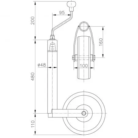 Ťažné koleso s indikátorom zaťaženia - 215 x 70 mm, plastový ráfik