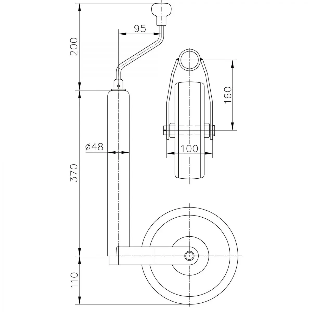 Ťažné koleso - 215 x 70 mm, plast, plastový ráfik