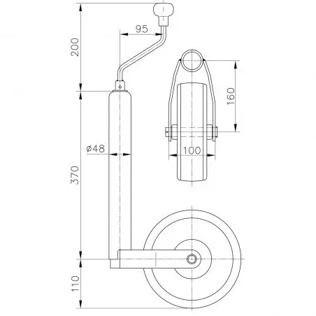 Ťažné koleso - 215 x 70 mm, plast, plastový ráfik