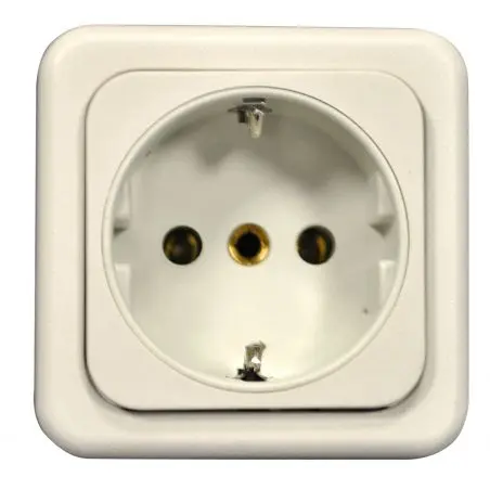 Priză Schuko fără capac - gri deschis, pachet autoservire