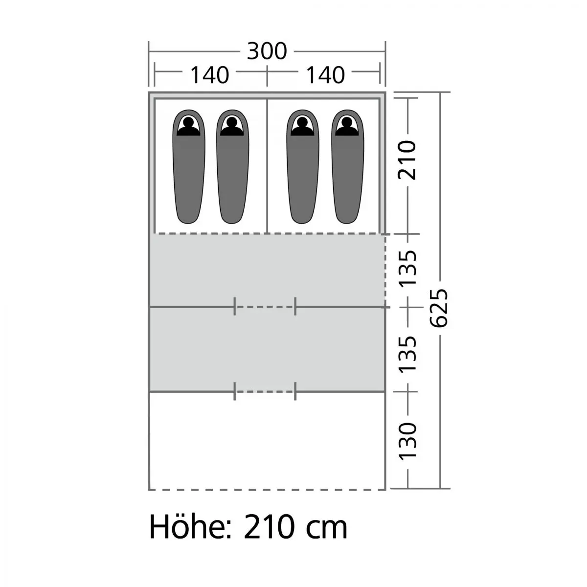 Tunelový stan Castle Pines L - 300 x 210 x 625 cm