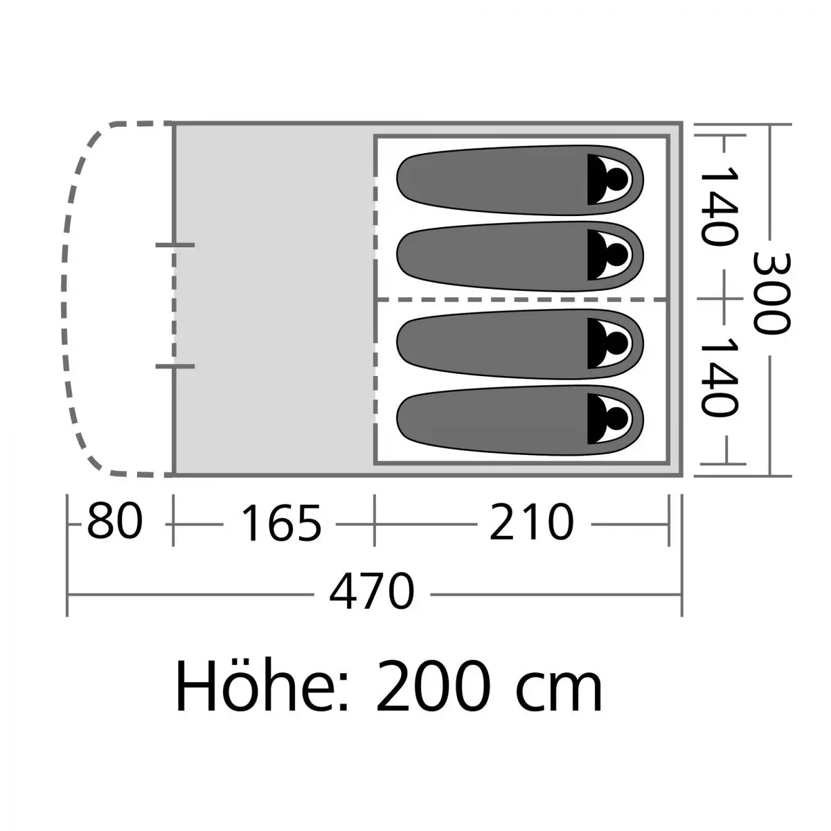 Tunelový stan Vail 4 - 625 x 200 x 300 cm