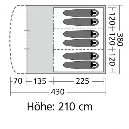 Alagút sátor Vail 6 - 625 x 210 x 410 cm