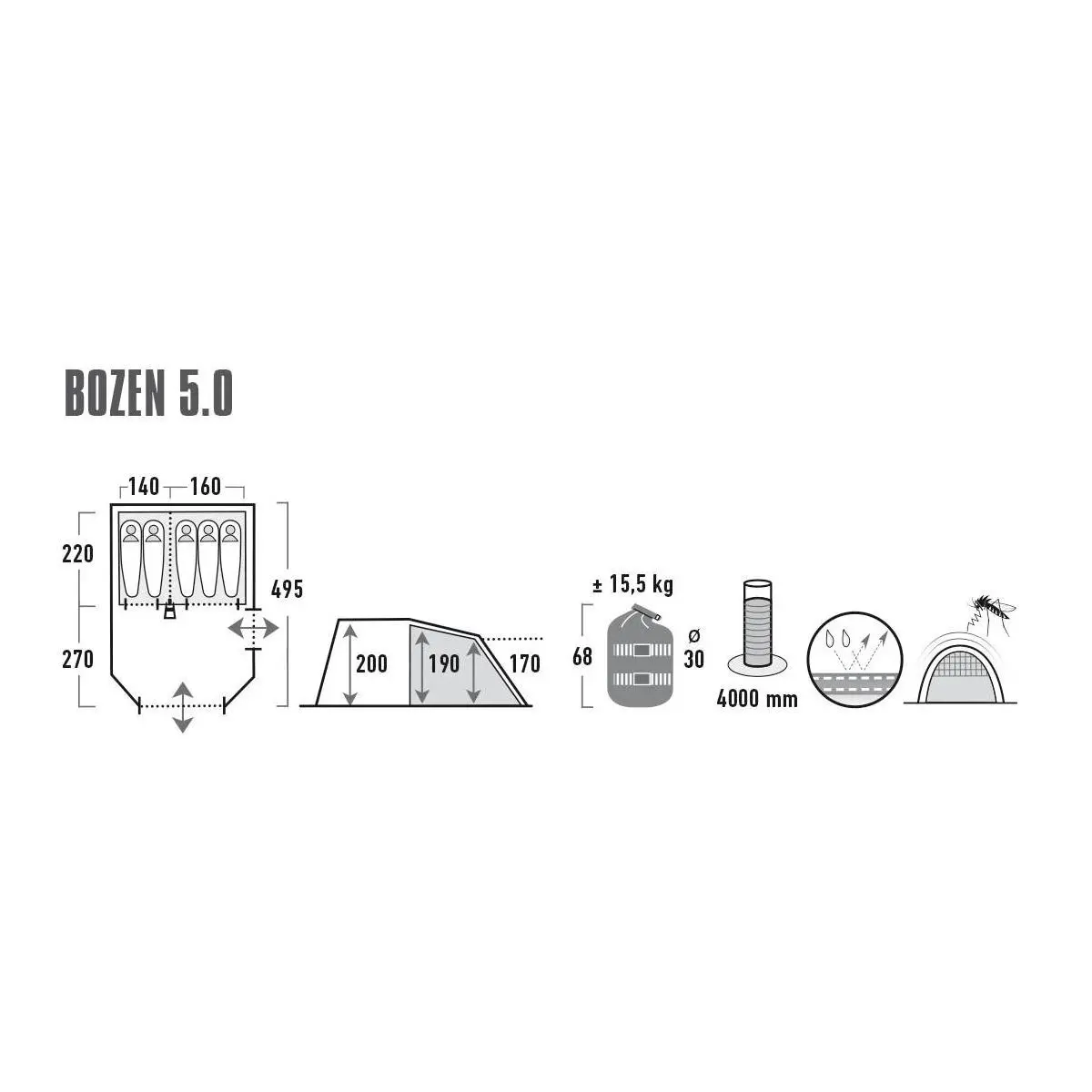 Tunelový stan Bolzano - 5.0