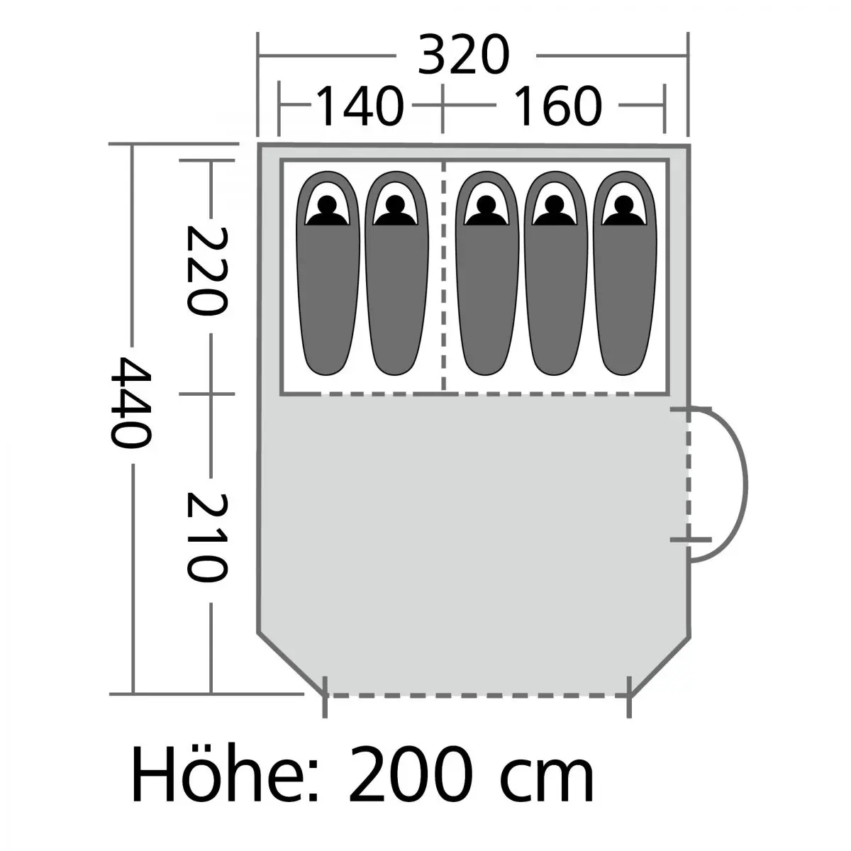 Meran alagútsátor - 320 x 200 x 440 cm