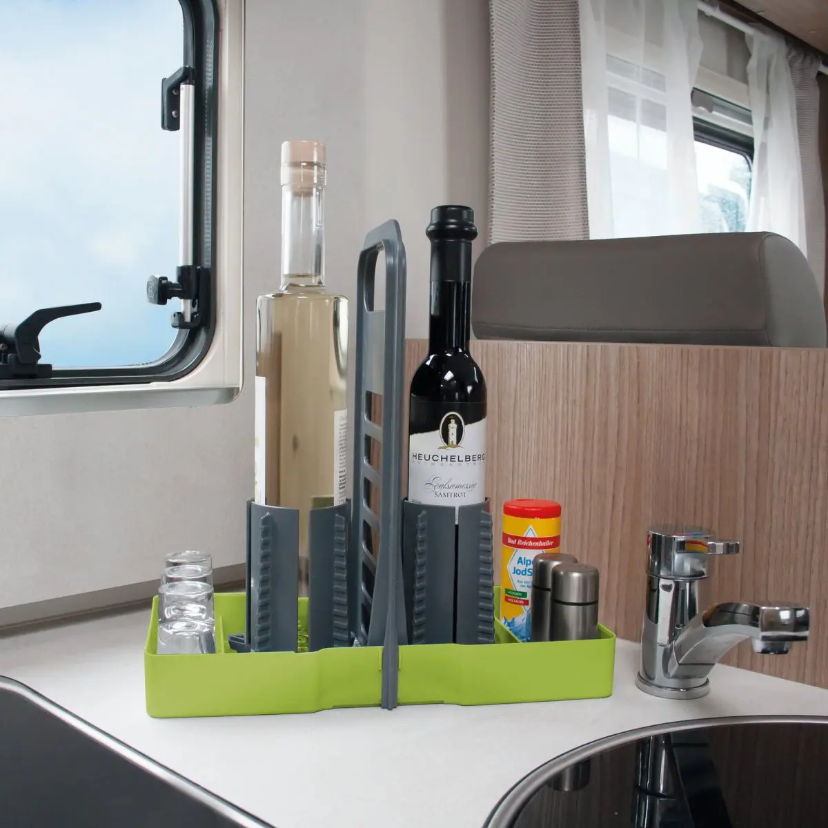Suport sticle OELE Multi Tray - lime, gri închis