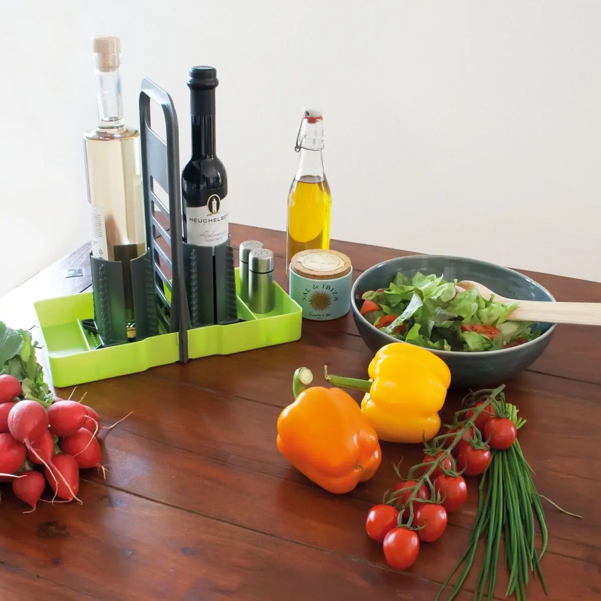 Suport sticle OELE Multi Tray - lime, gri închis