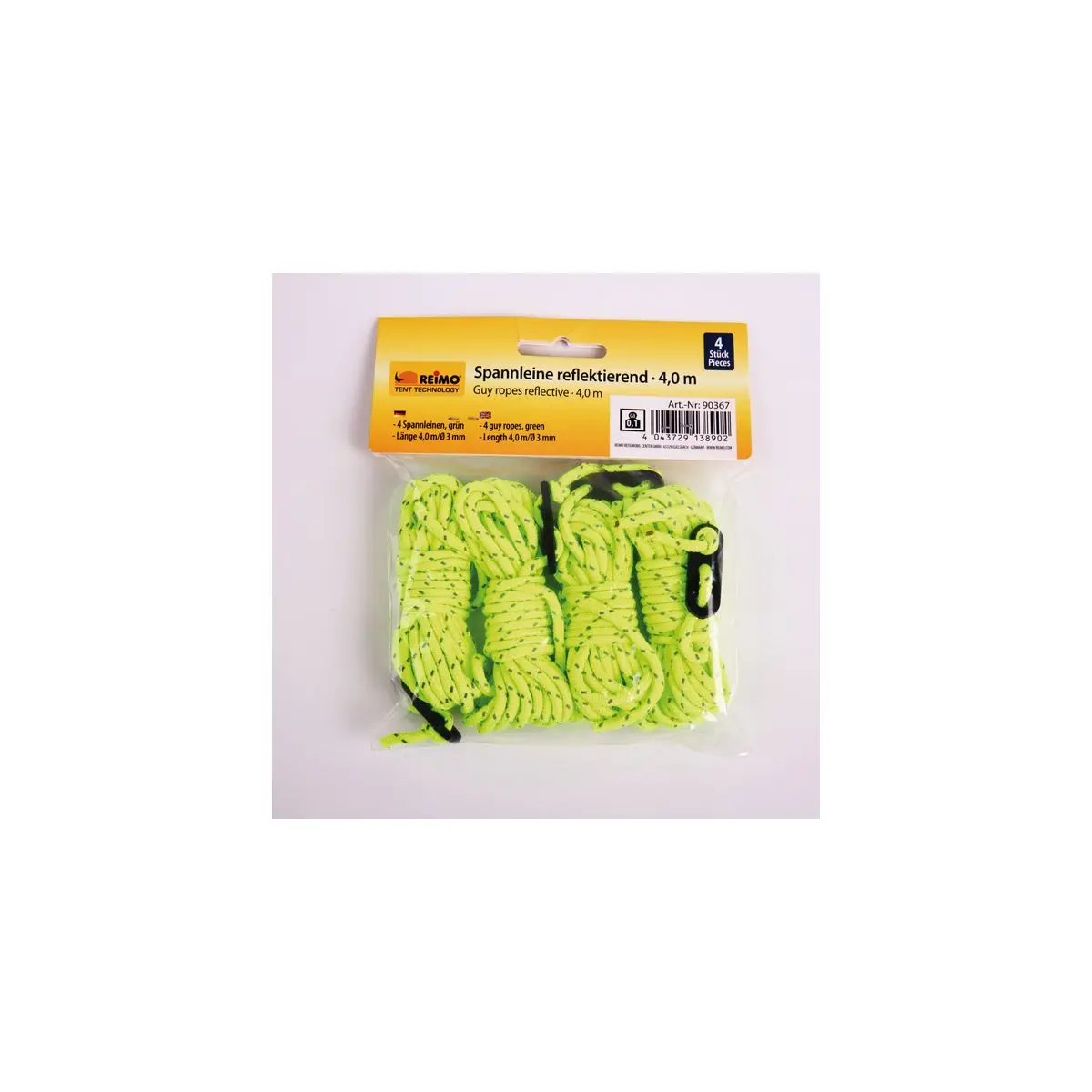 Feszítőzsinór zöld, 3m hosszú, Ø 3mm, 4 db