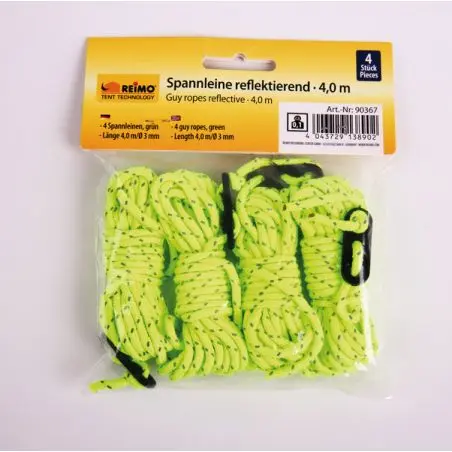 Napínacie lano zelené 3 m dlhé, Ø 3 mm, 4 kusy