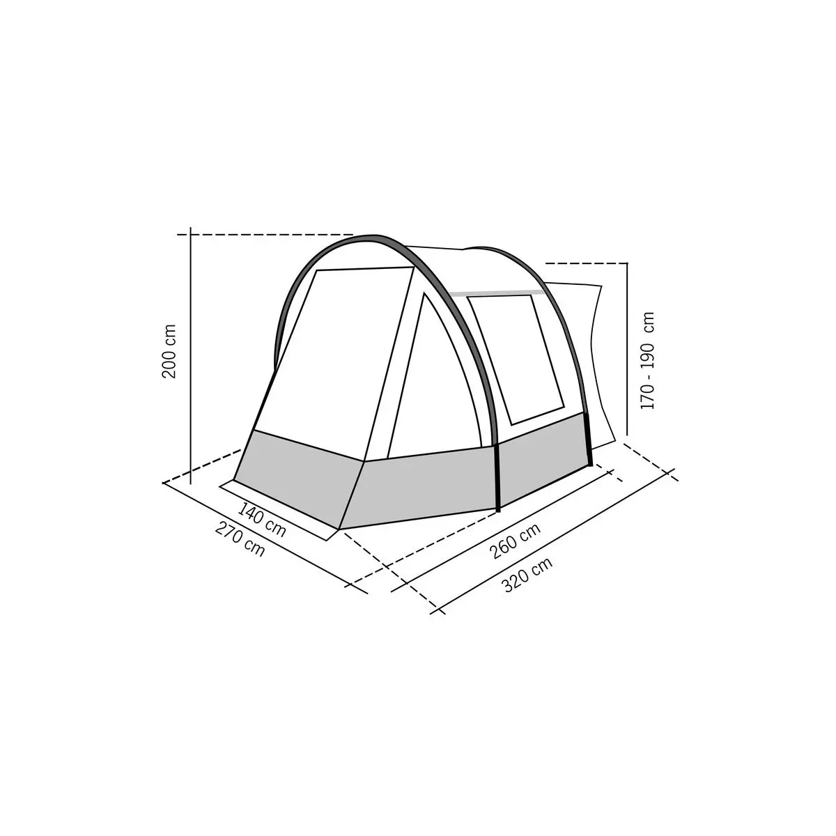 Tour Compact 2 - cort tunel pentru mini rulote și autoutilitare