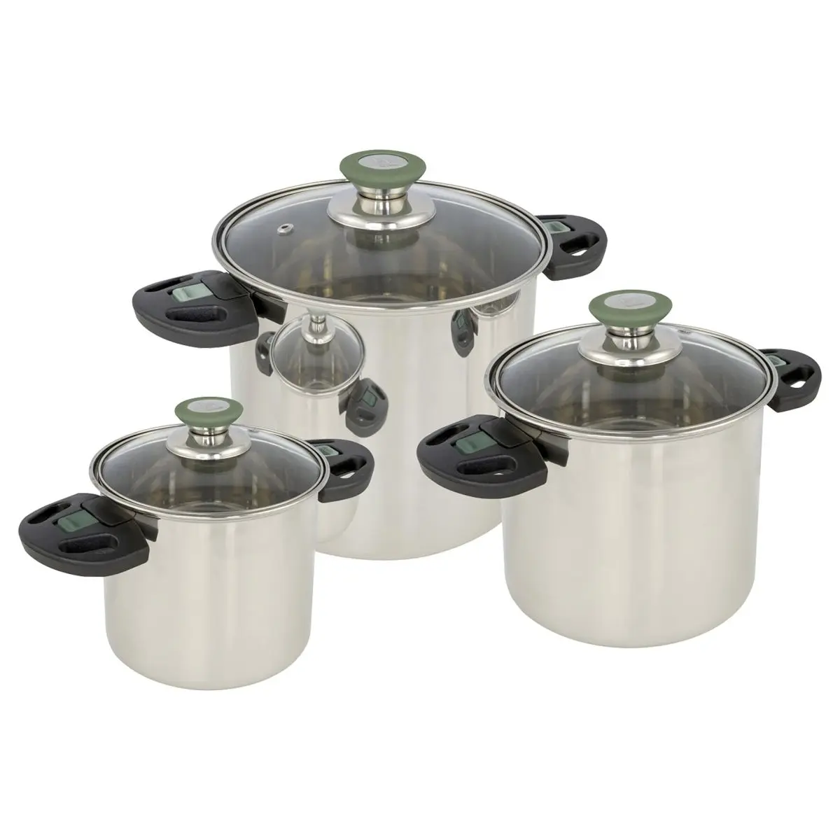 Topfset, Edelstahl - Elegance Compact 3, 3 Stck, 1,25l, 3 l, 6l