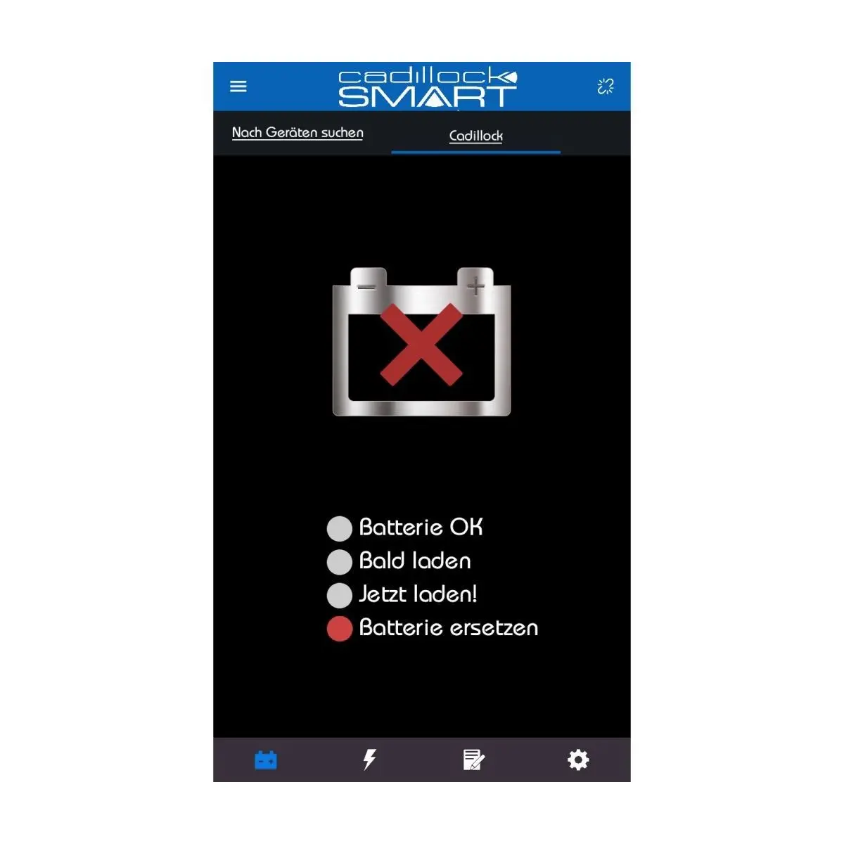 Cadillock Smart - monitor batérie