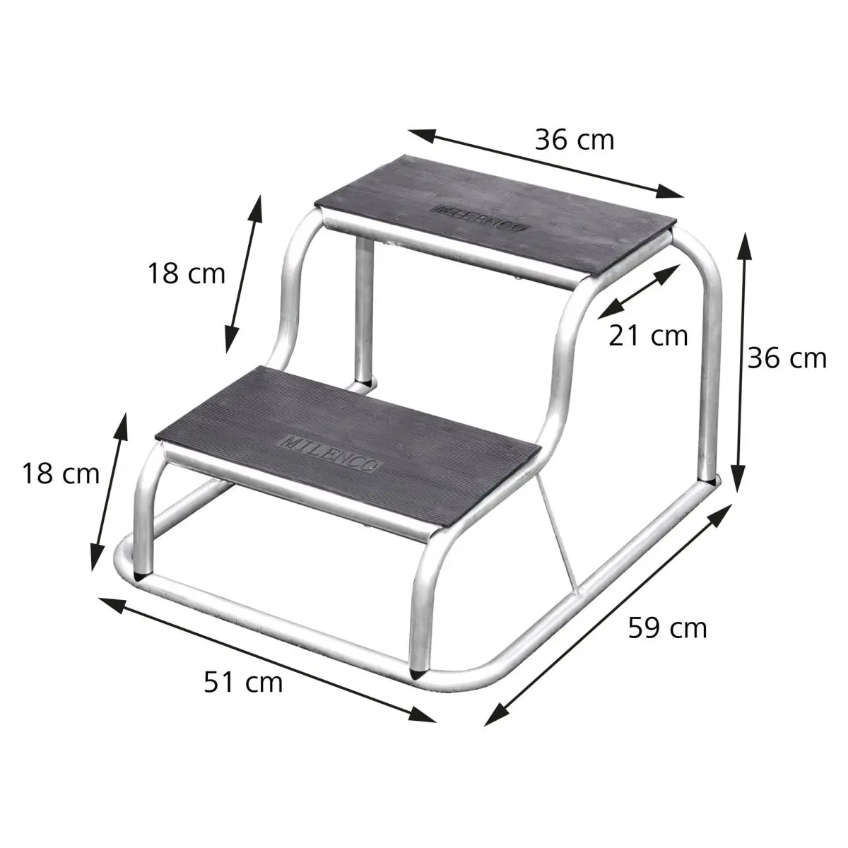 Aluminium Doppeltrittstufe mit gummierten Trittflchen