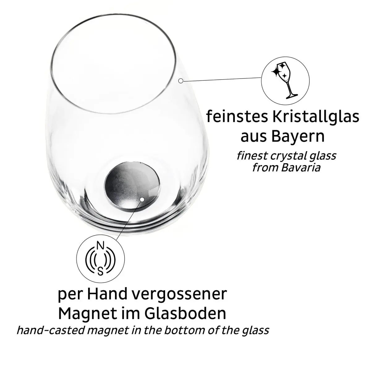 Magnet-Kristallglser - Longdrink 400 ml, 2er-Set