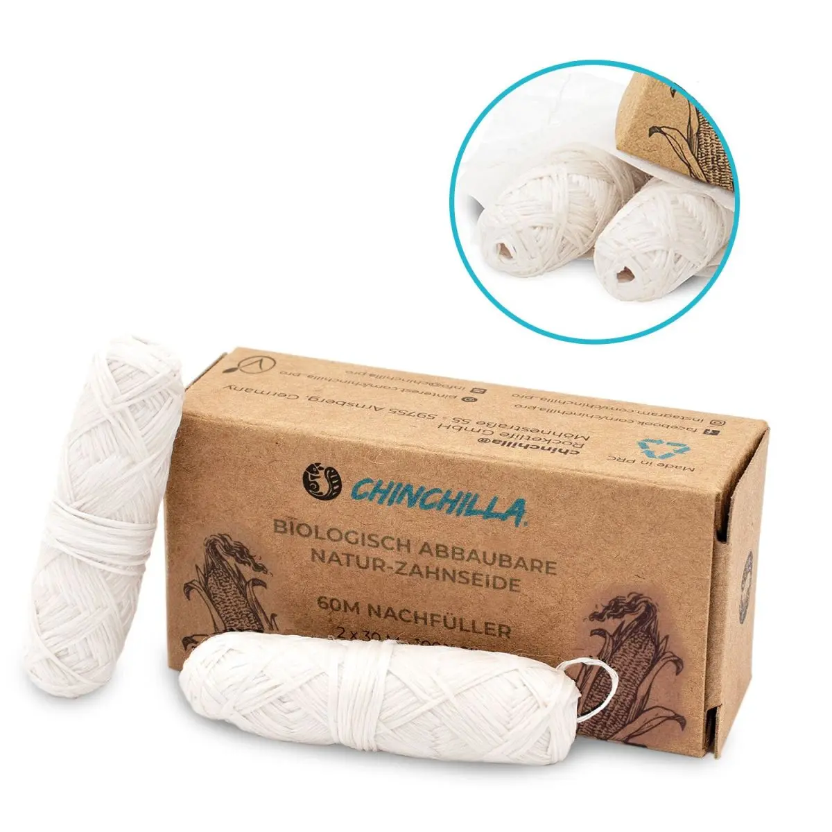Chinchilla - vegane Zahnseide - Nachfllpackung 2 x 30 m