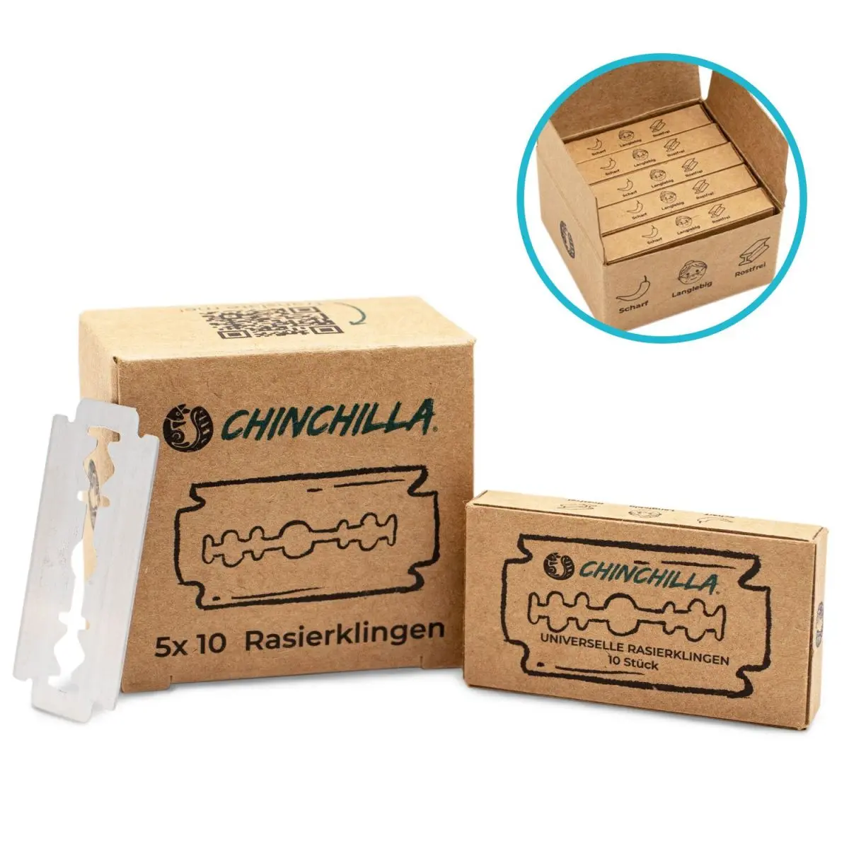 Chinchilla - universelle Rasierklingen - 50er Set