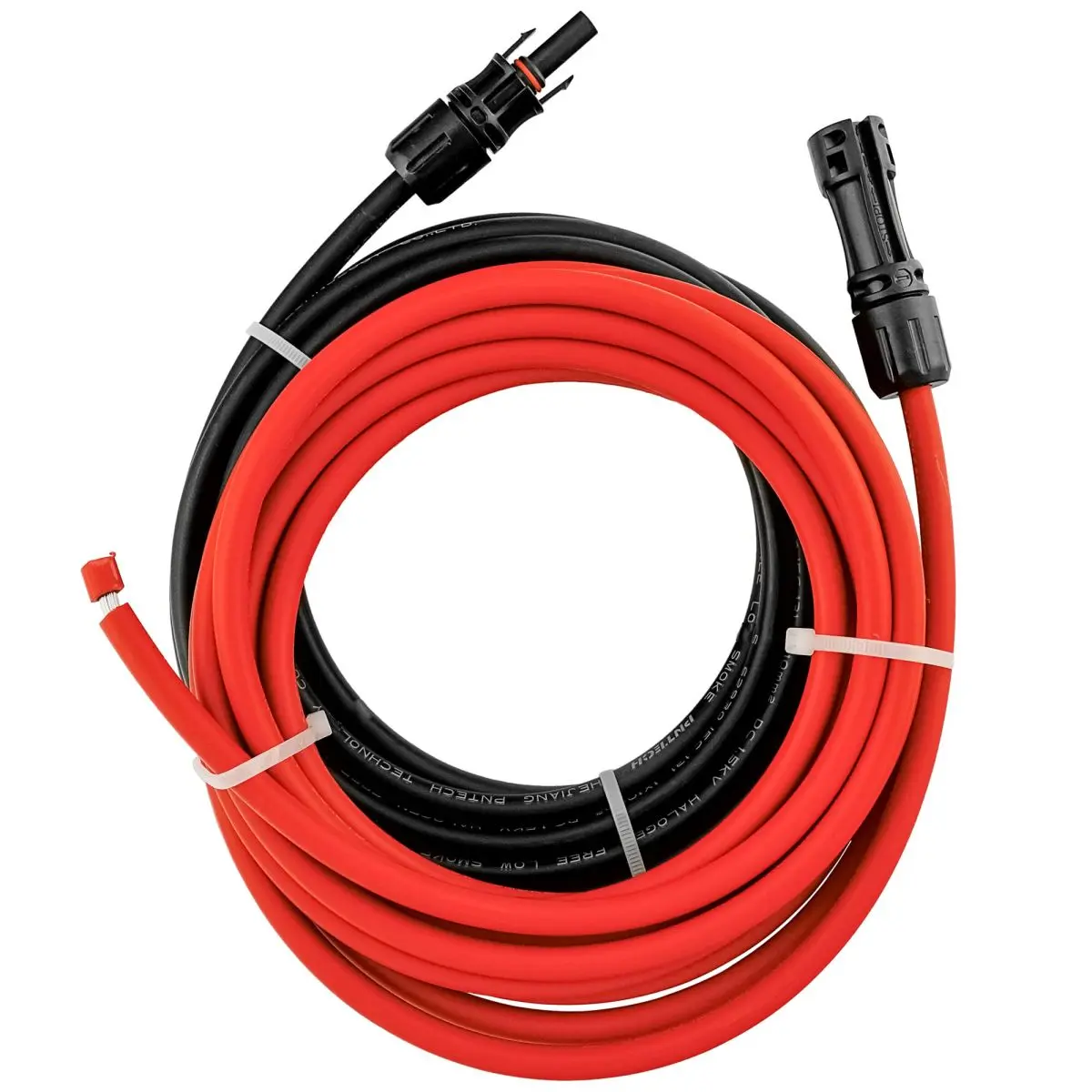 Solarmodulleitung mit Stecker, 5 Meter - sehr flexibel, 2 x 10 mm , Auen- ca. 8 mm