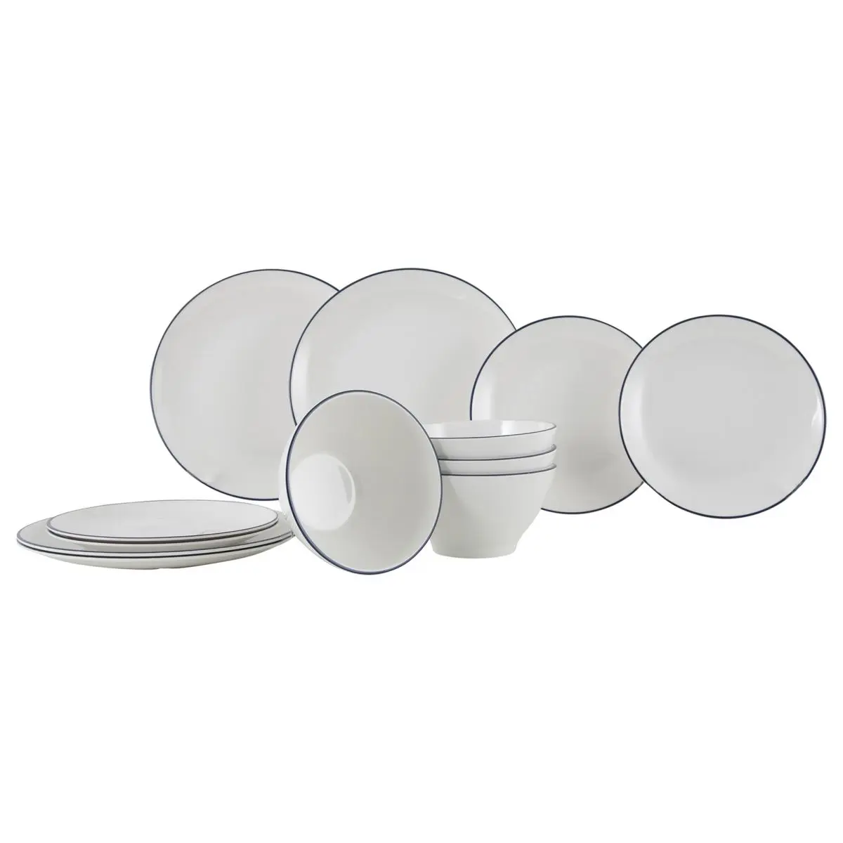 Gimex - Linea Line - Geschirr - Blau - 12-Teilig