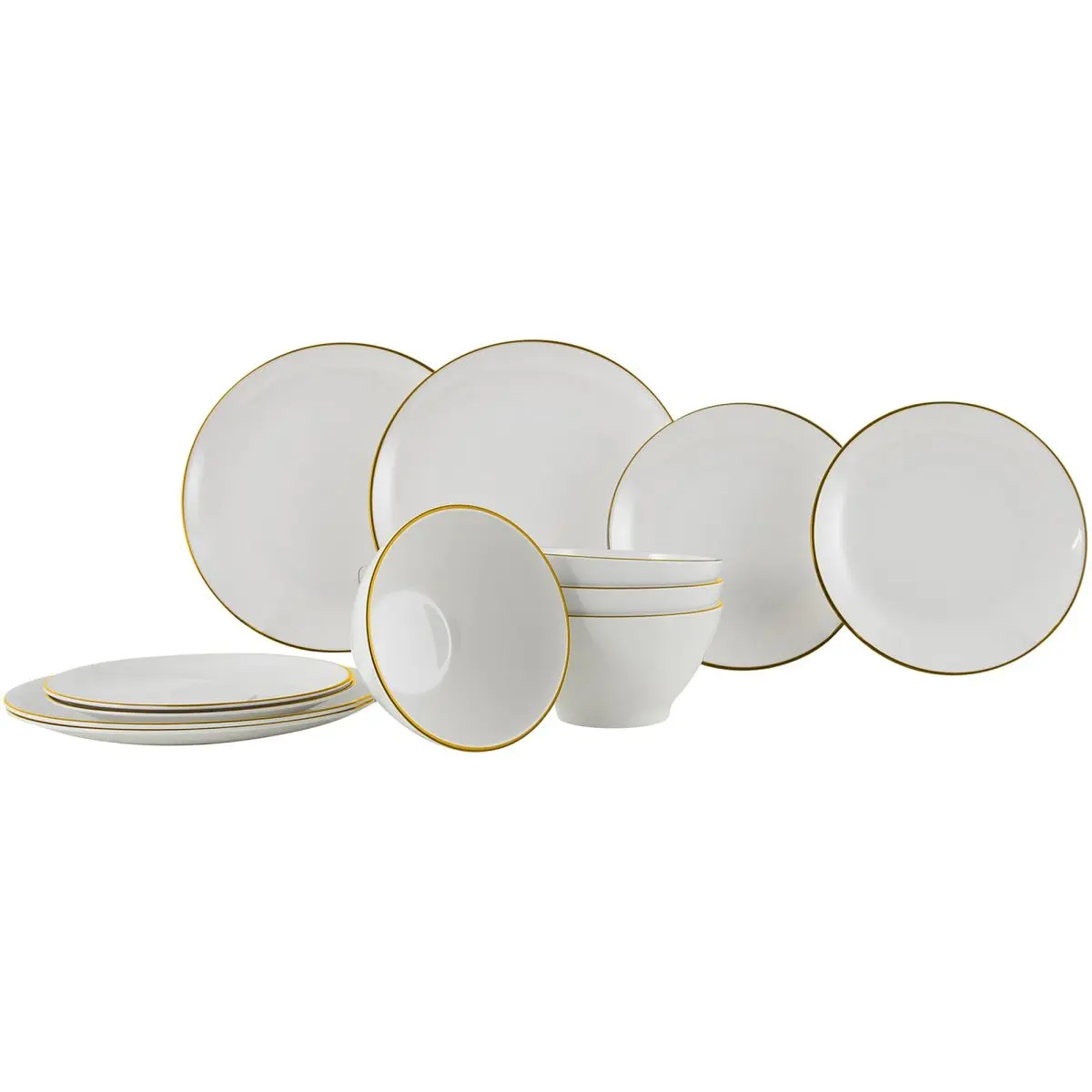 Gimex - Linea Line - Geschirr - Gold - 12-Teilig